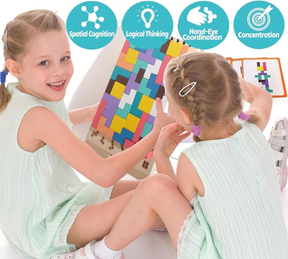 🧩 Bảng ghép hình Tetris gỗ giáo dục