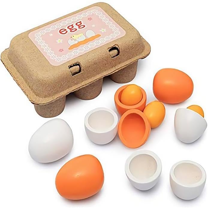 🥚🍳 Bộ 6 Trứng Gỗ – Egg Kitchen Toys