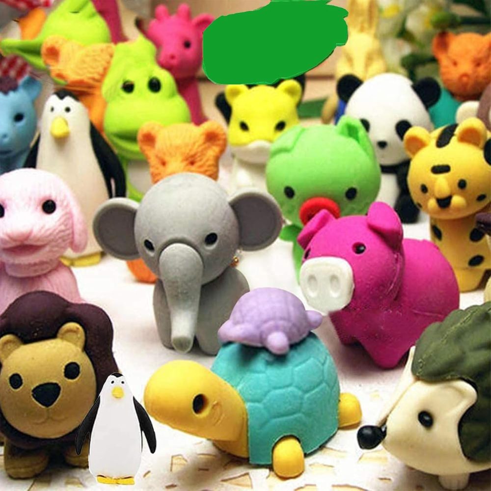 🐼 BabyFun 40 PCS Japanese Animal Erasers
