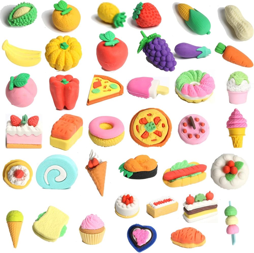 🍓 BabyFun 40 PCS Japanese Food Erasers – Bộ Tẩy Mini Sáng Tạo Chủ Đề Ẩm Thực Nhật Bản