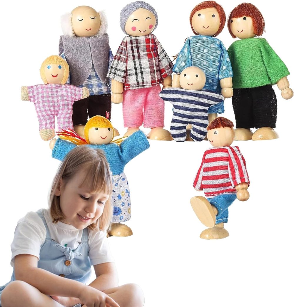 👨‍👩‍👧‍👦 Bộ Búp Bê Gia Đình Gỗ Doll House Family Figures 🏠✨