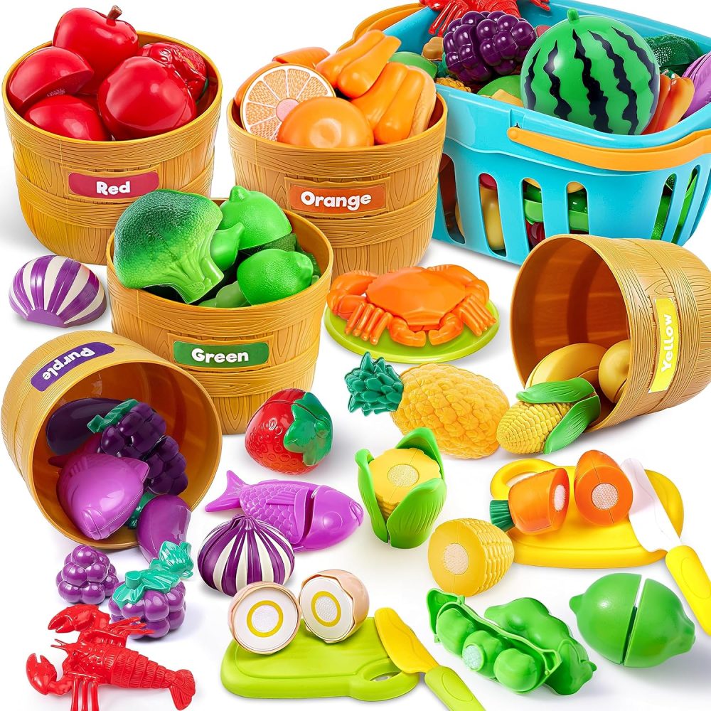 🍎 Bộ Đồ Chơi Cắt Trái Cây & Rau Củ Montessori 69 Món – JOYIN