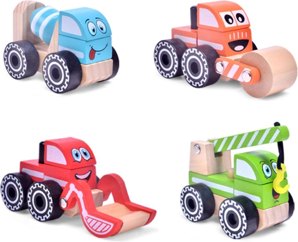 🚜🧱 BEACENOV Wooden Construction Vehicles – Bộ 4 Xe Công Trình Gỗ