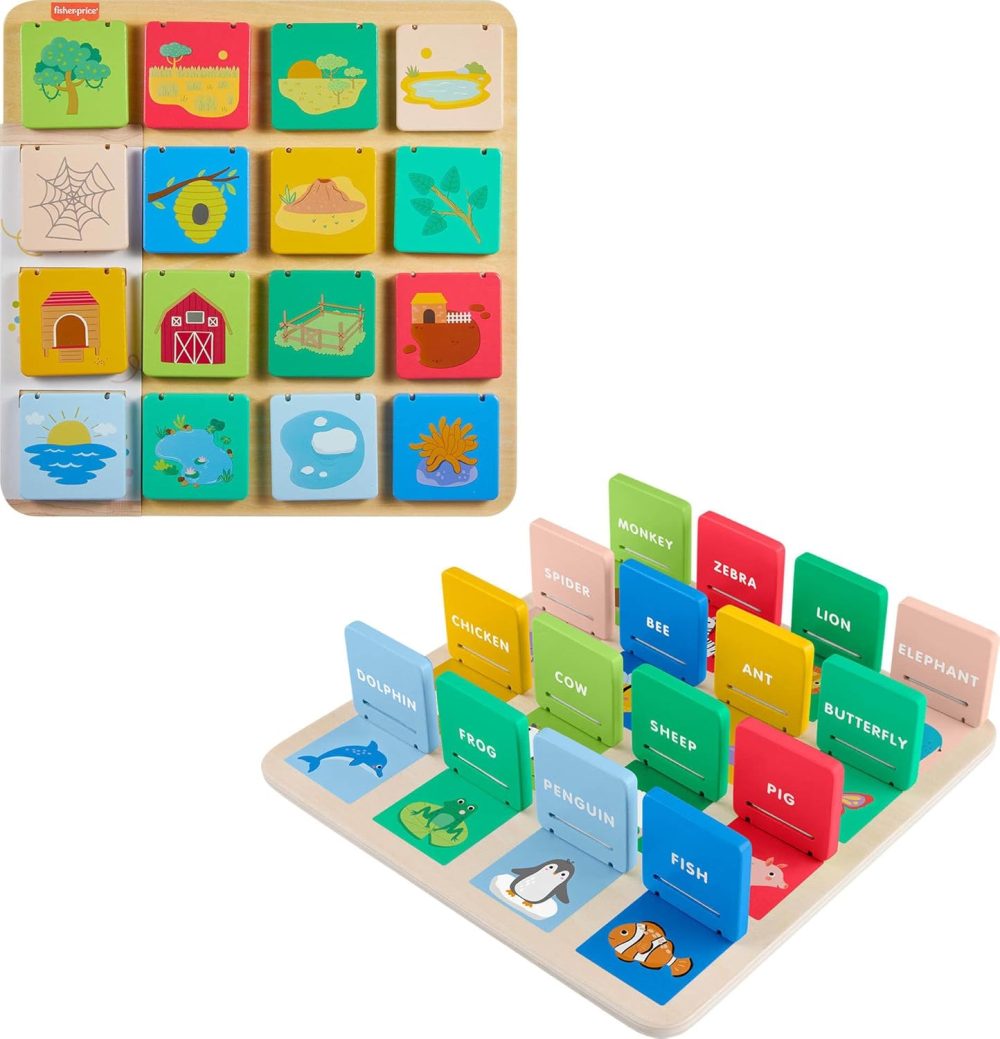 🪵👶 Fisher-Price Wooden Lift & Reveal Board – Bảng Gỗ Mở Lật Khám Phá
