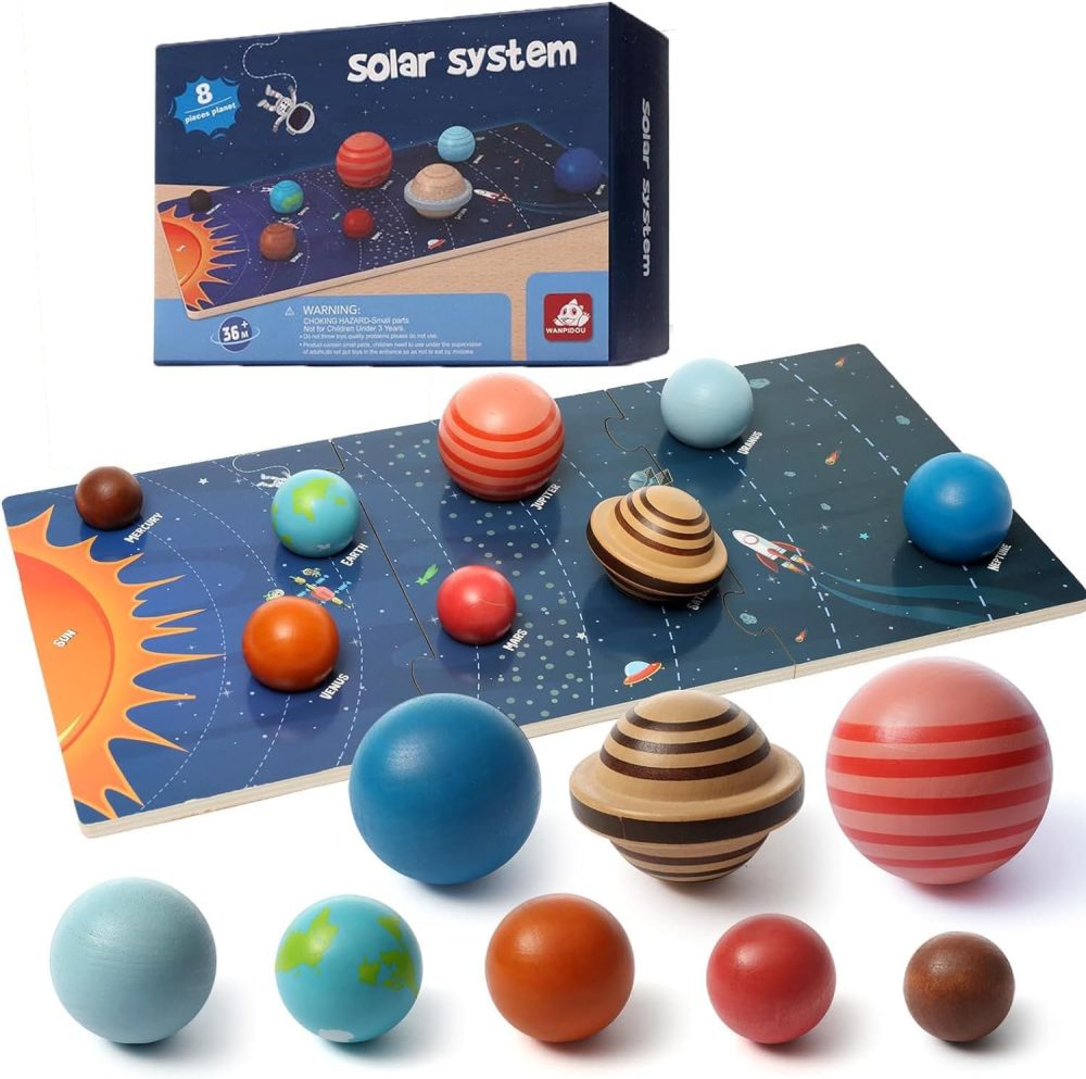 Montessori Wooden Solar System – Mô Hình Hệ Mặt Trời 3D Bằng Gỗ