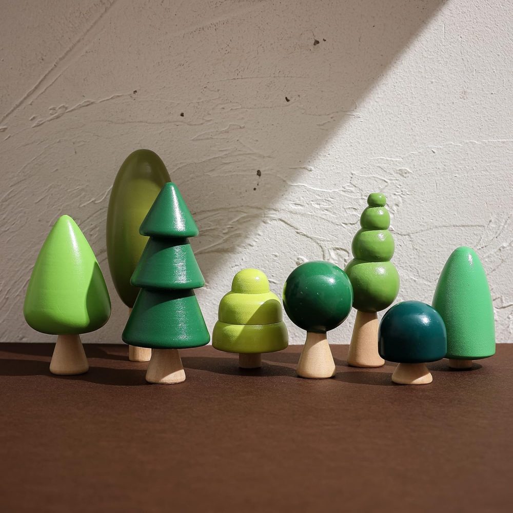 🌳🪵 EERKEOD Wooden Forest Trees – Bộ Cây Gỗ Rừng Xanh (8 Chi Tiết)
