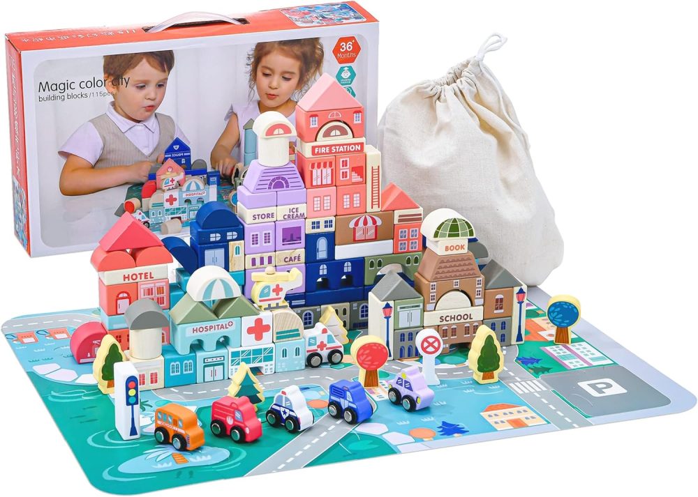 🏙️🧱 Wooden City Construction Stacker – Bộ Khối Gỗ Xây Dựng Thành Phố