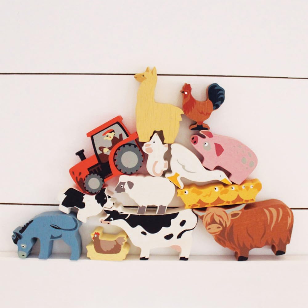 🐄🐖🌾 Tender Leaf Toys Farm Animals – Bộ 13 Thú Gỗ Nông Trại Cho Bé