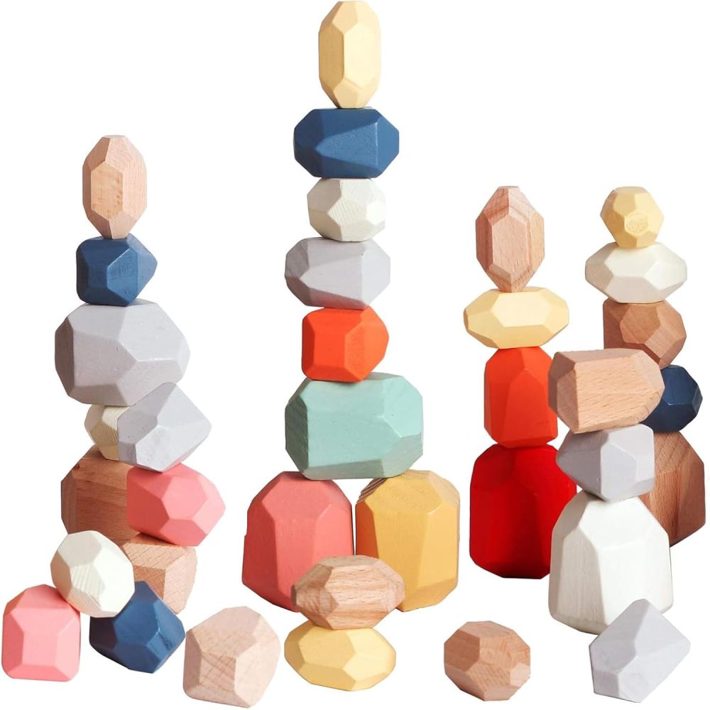 🪨⚖️ Wooden Stacking Stones – Trò Chơi Xếp Đá Thăng Bằng Montessori