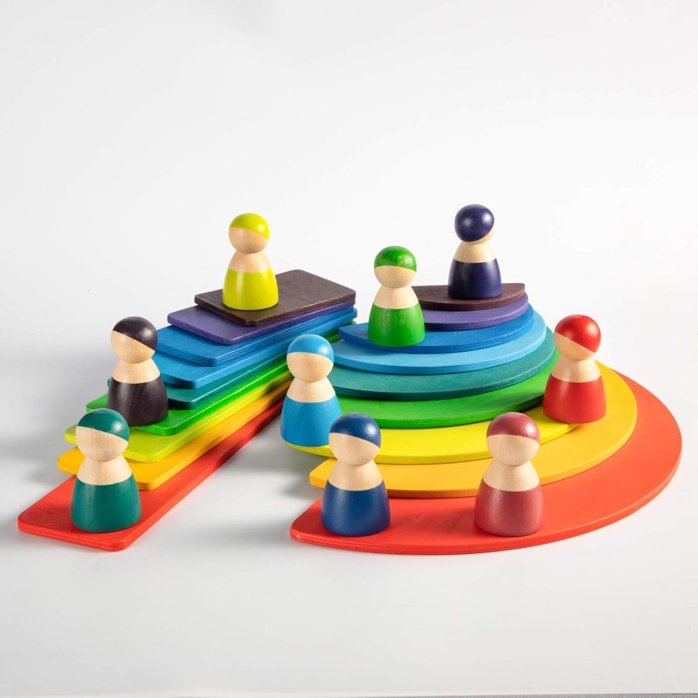 🌈🪵 MerryHeart Rainbow Rectangle Stacker – Đồ Chơi Gỗ Xếp Cầu Vồng Hình Chữ Nhật