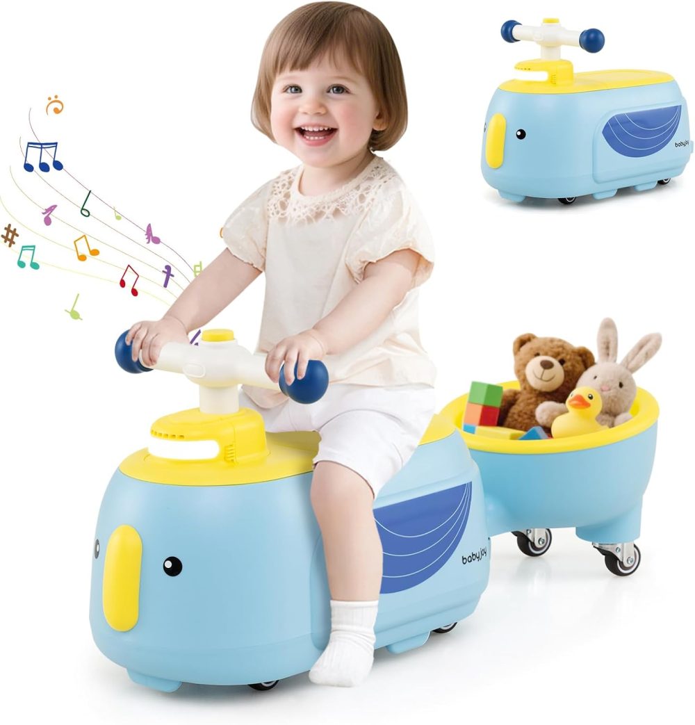 🐧🚗 HONEY JOY Penguin Ride-On Car – Xe Chòi Chân Kèm Rơ-Moóc Cho Bé