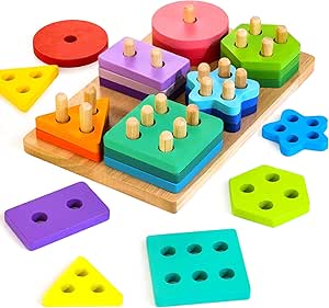 🧩🪵 HELLOWOOD Sort & Stack – Đồ Chơi Gỗ Phân Loại & Xếp Hình Cho Bé