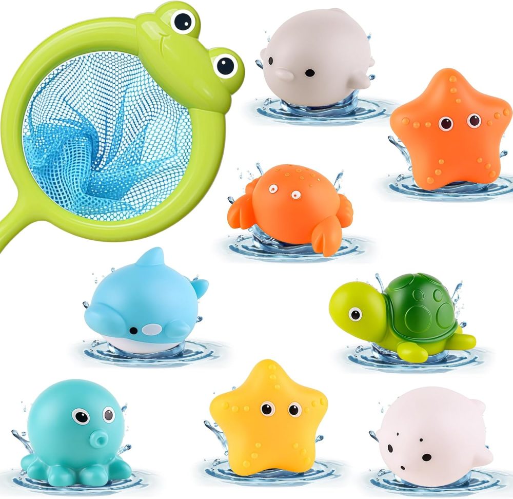 🛁✨ Đồ Chơi Tắm Phát Sáng Cảm Ứng – Bộ 8 Món Cho Bé (2–6 tuổi)