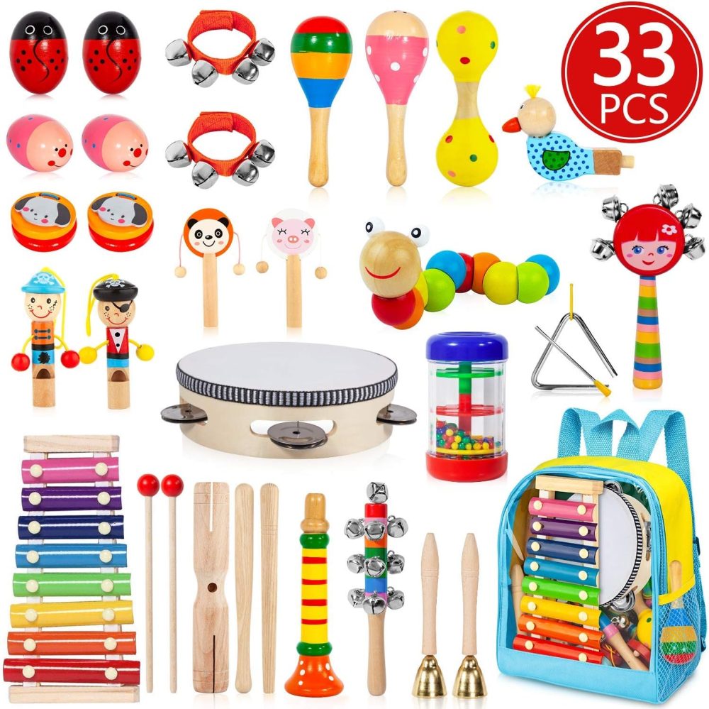 🎶🥁 Toddler Musical Instruments – Bộ 33 Nhạc Cụ Gỗ Cho Bé