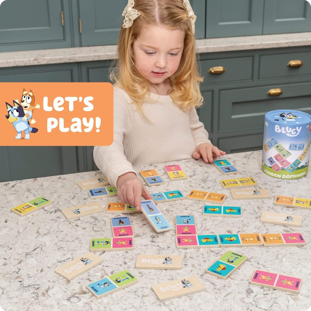 🐶🔵 Bluey Wooden Dominoes – Bộ Domino Gỗ Hoạt Động Cho Bé