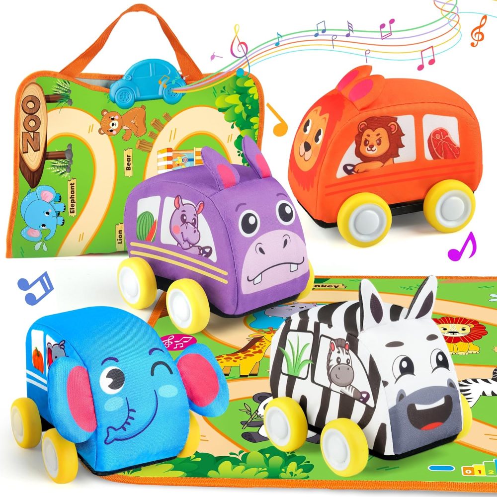 🚗🐯🎶 Vanmor Kids Pull‑Back Cars – Bộ Xe Kéo Lùi Động Vật & Thảm Nhạc