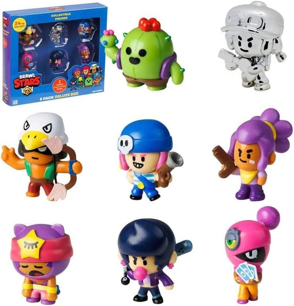 🎮🔥 Brawl Stars Figures 8‑Pack – Spike, Chrome, Jessy, Bo, Penny, Shelly, Sandy & Brawler