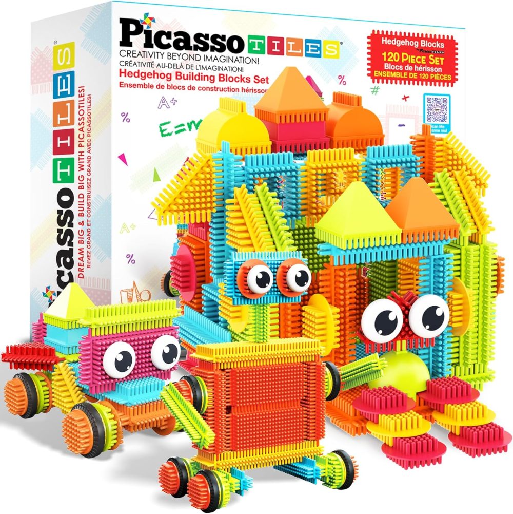 🦔🧱 PicassoTiles HedgehogTiles 120pcs – Bộ Xếp Hình Cảm Giác STEM Cho Bé