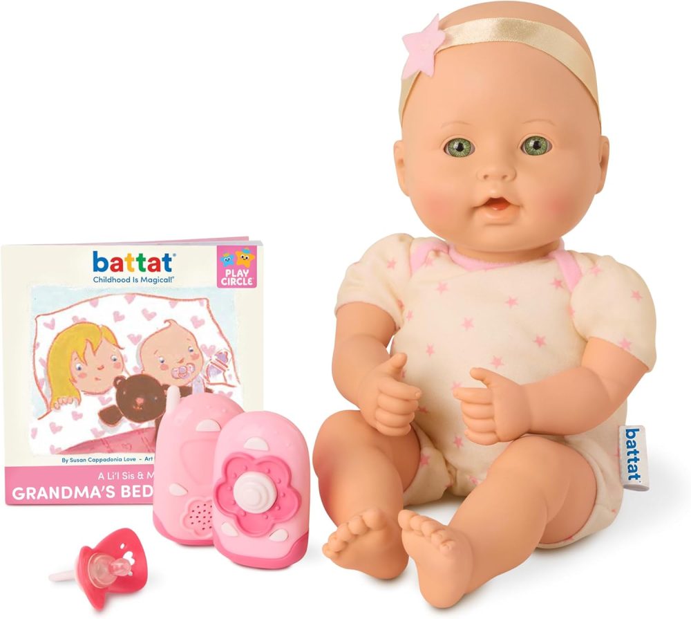 👶🩷 Battat Baby Doll Bed Time Set – 12" Soft Body Playset