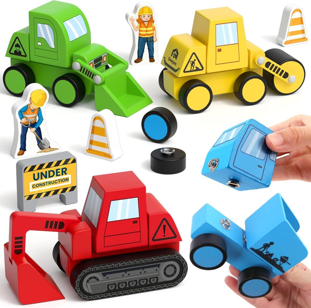 🚧🔧 Coogam Take Apart Construction Truck Toys – Bộ xe công trình tháo lắp STEM cho bé