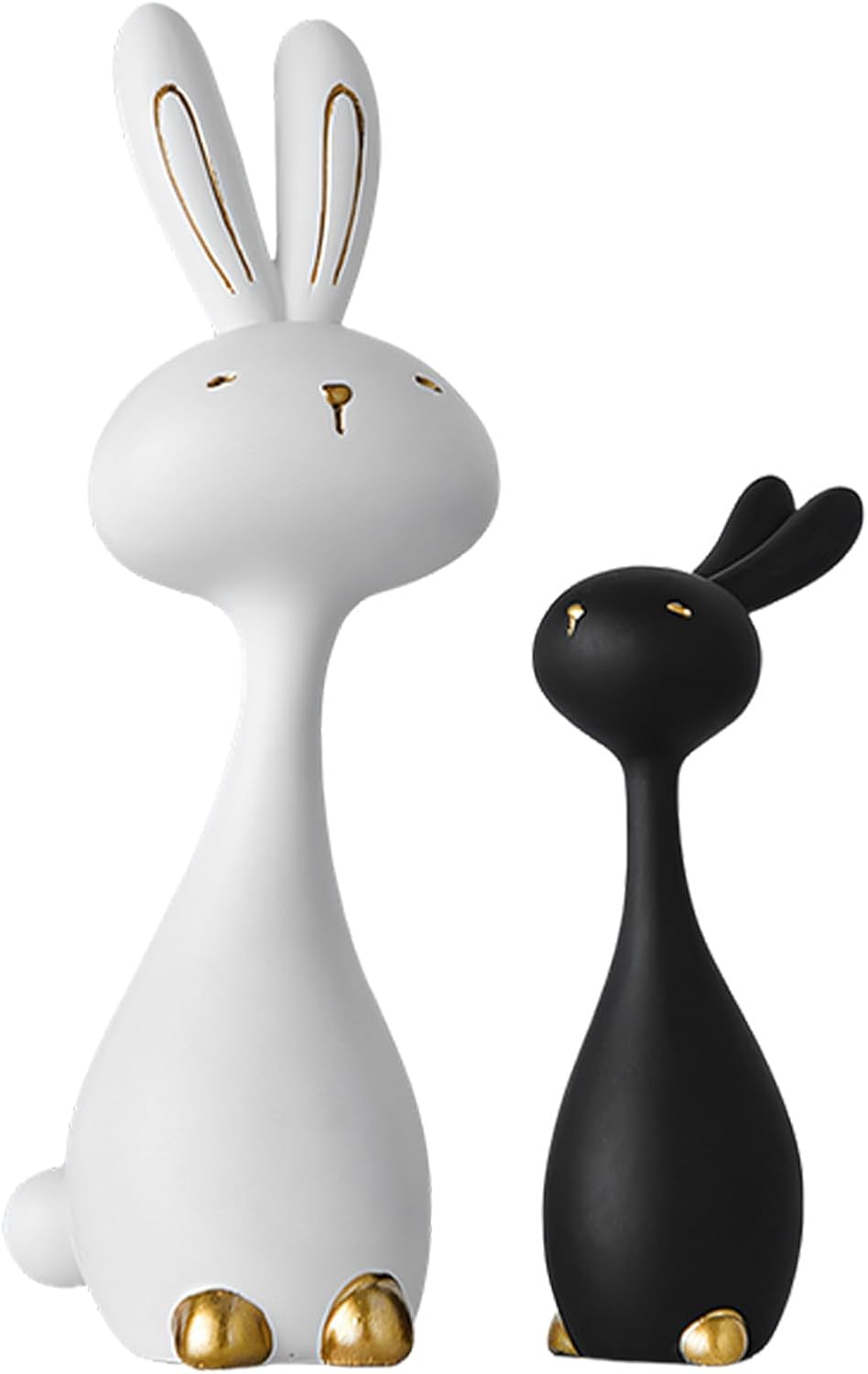 🐇🖤🤍 2 Pack Artistic Black & White Resin Rabbits Figurine