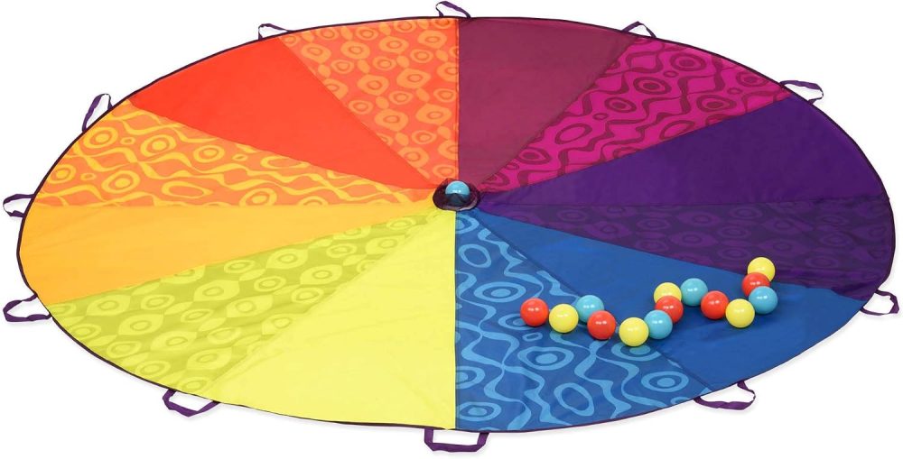 🌈 B. toys Woo-Hue Parachute – 8ft + 15 Balls