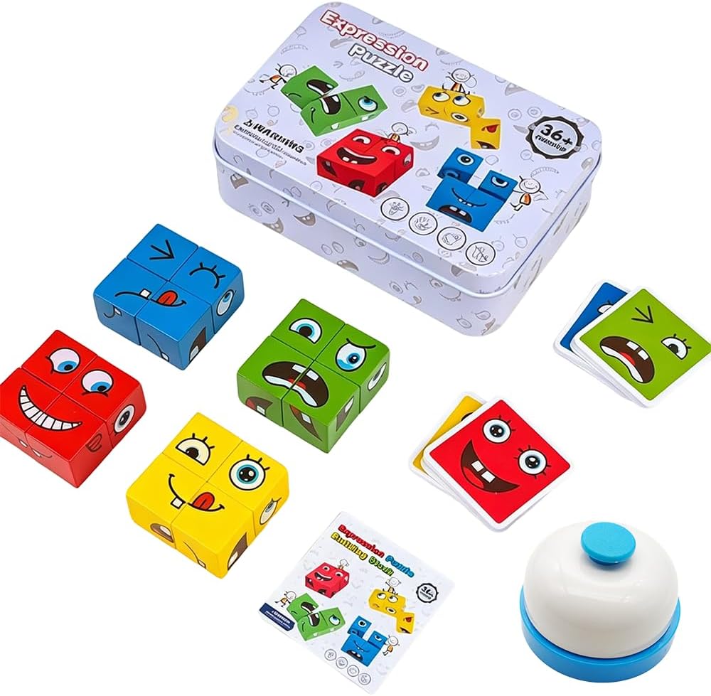 😃🧩 HLYLPA Wooden Face Changing Magic Cube Game