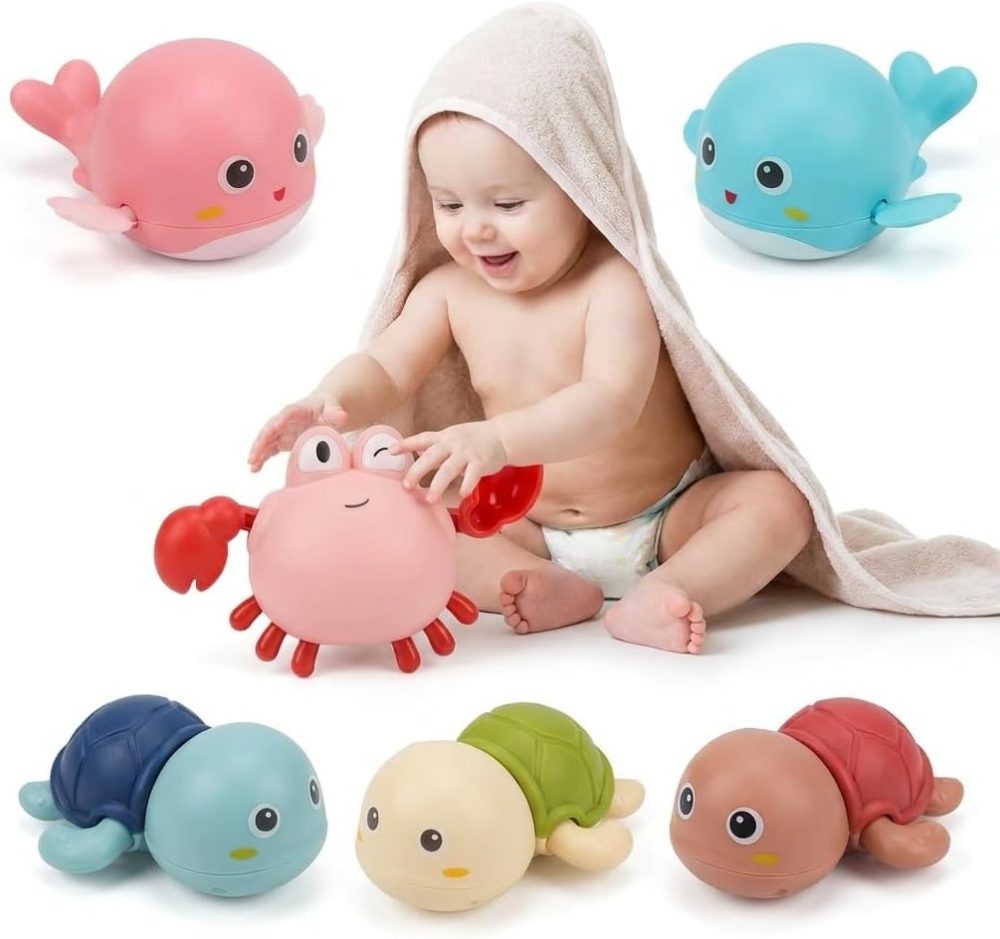 🛁🐢 6 Pack Wind Up Bath Toys