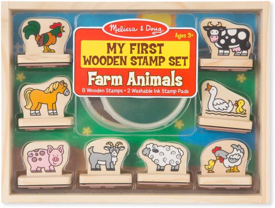🐘🦁🎨 Melissa & Doug – My First Wooden Stamp Set: Animals