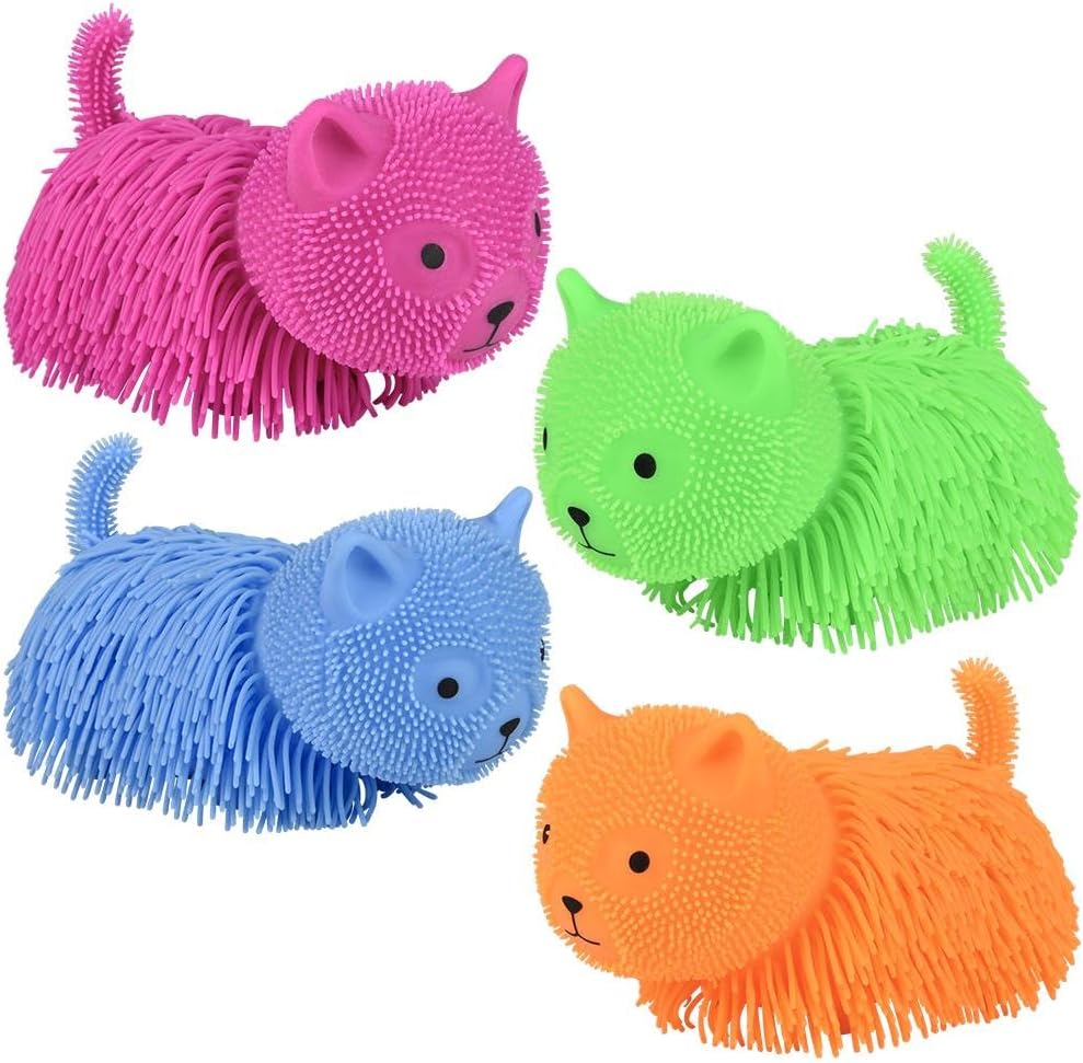 🐱🌈 Puffer Kitty Cat Stretchy Shaggy Toy (Set of 2)