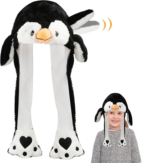 🐧🎭 Penguin Beanie Hat with Moving Ears