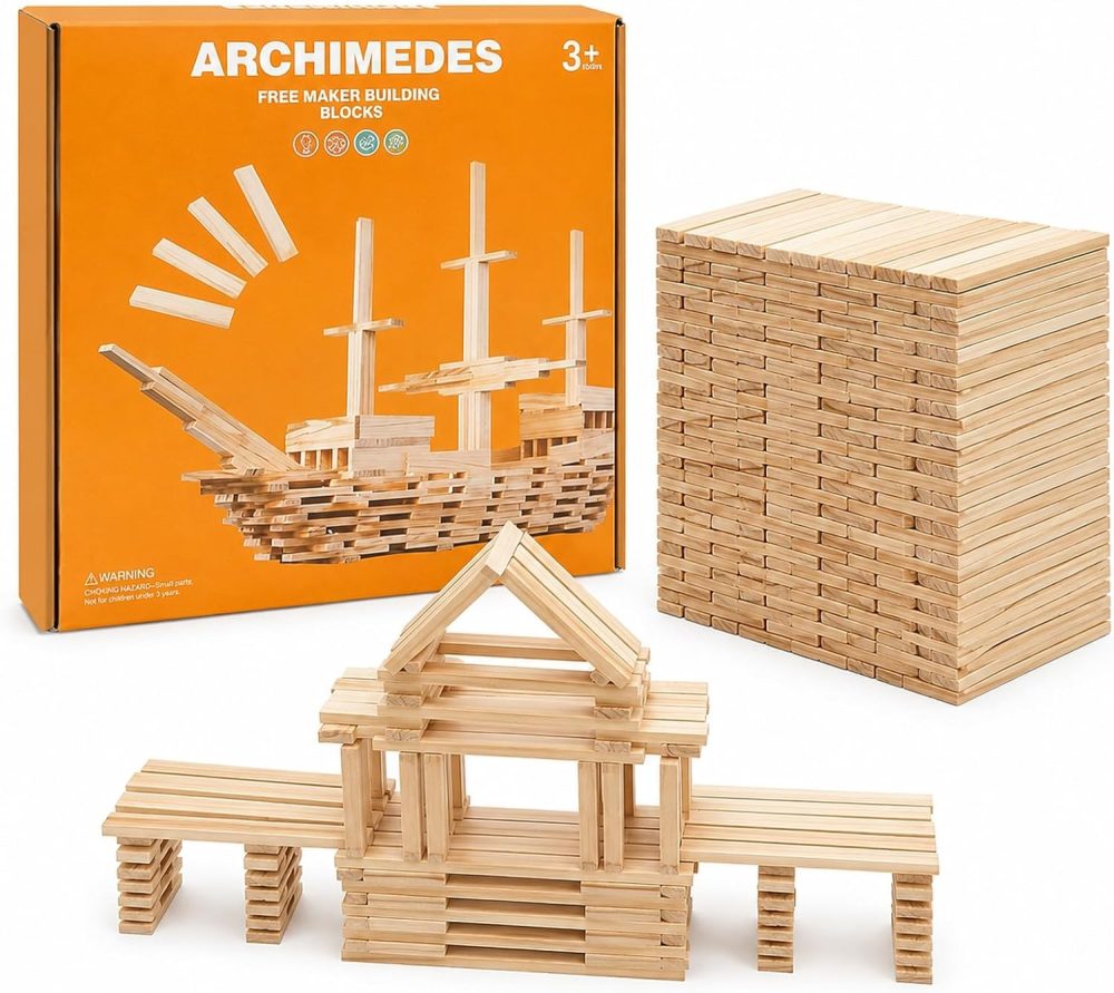 🧱🧠 100-Piece Montessori Wooden Plank Blocks