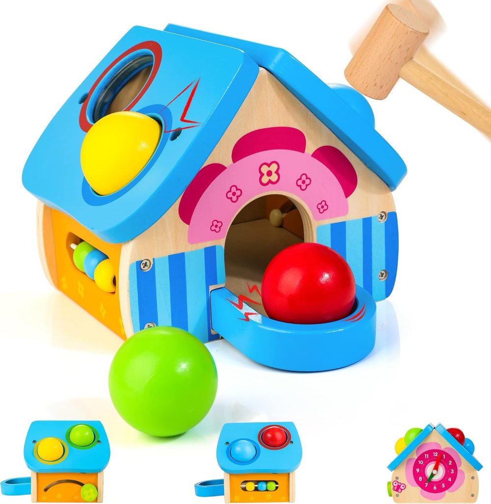 🔨🟠 WOODMAM 4-in-1 Wooden Hammer Toy