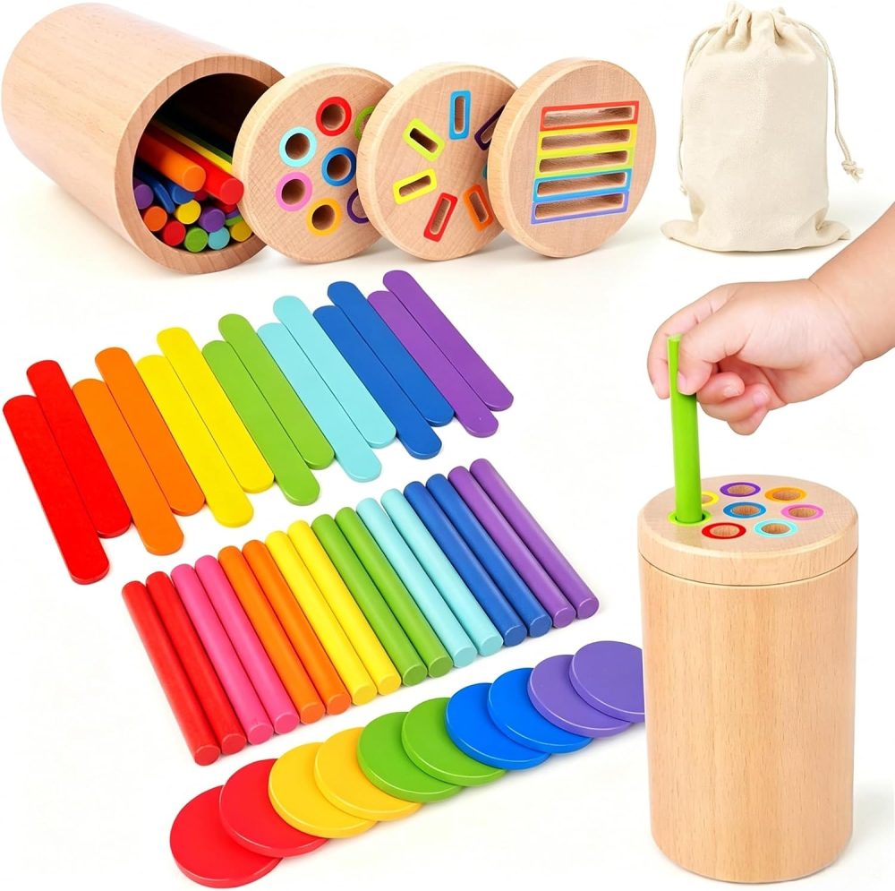 🪵🌈 Montessori 3-in-1 Wooden Fine Motor Skills Game Set