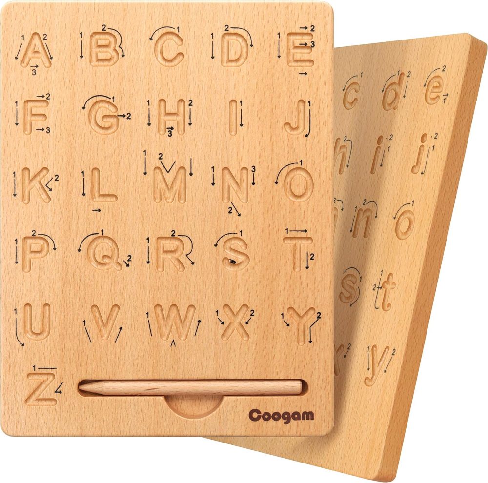 ✍️🔤 Coogam Wooden Letter Tracing Board – Double-Sided