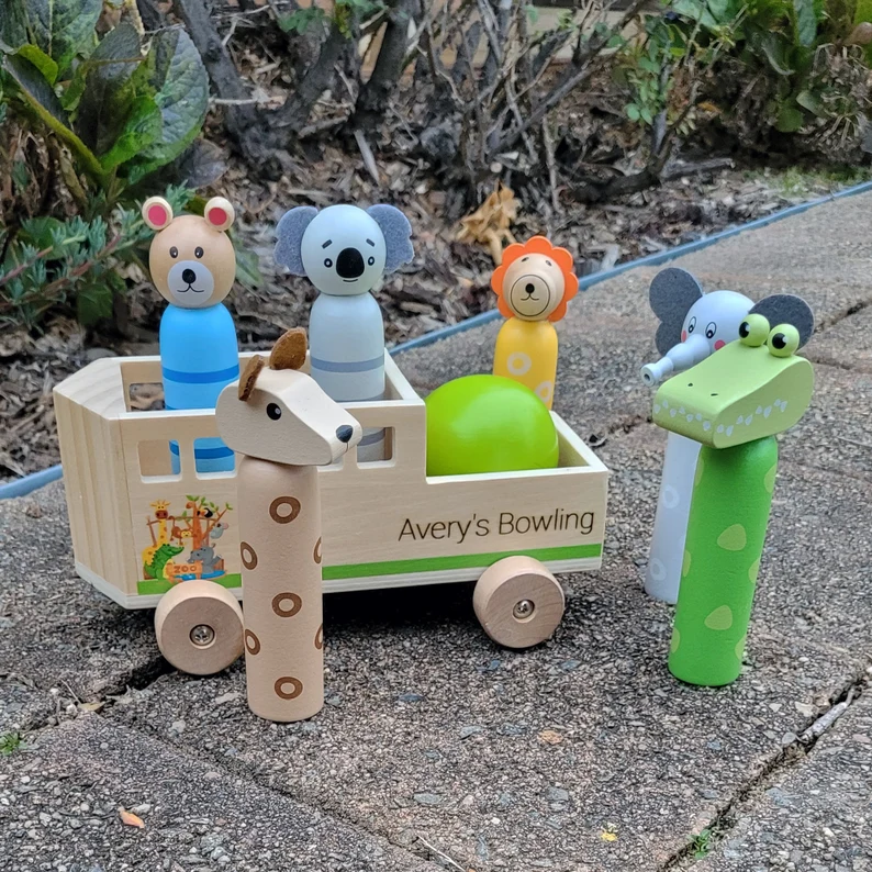 🦁🦓🎳 Personalised Cute Zoo Animal Bowling Car