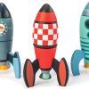 🚀🪵 ROCKET CONSTRUCTION TOY SET – 18 PCS Bộ lắp ráp tên lửa gỗ 18 chi tiết