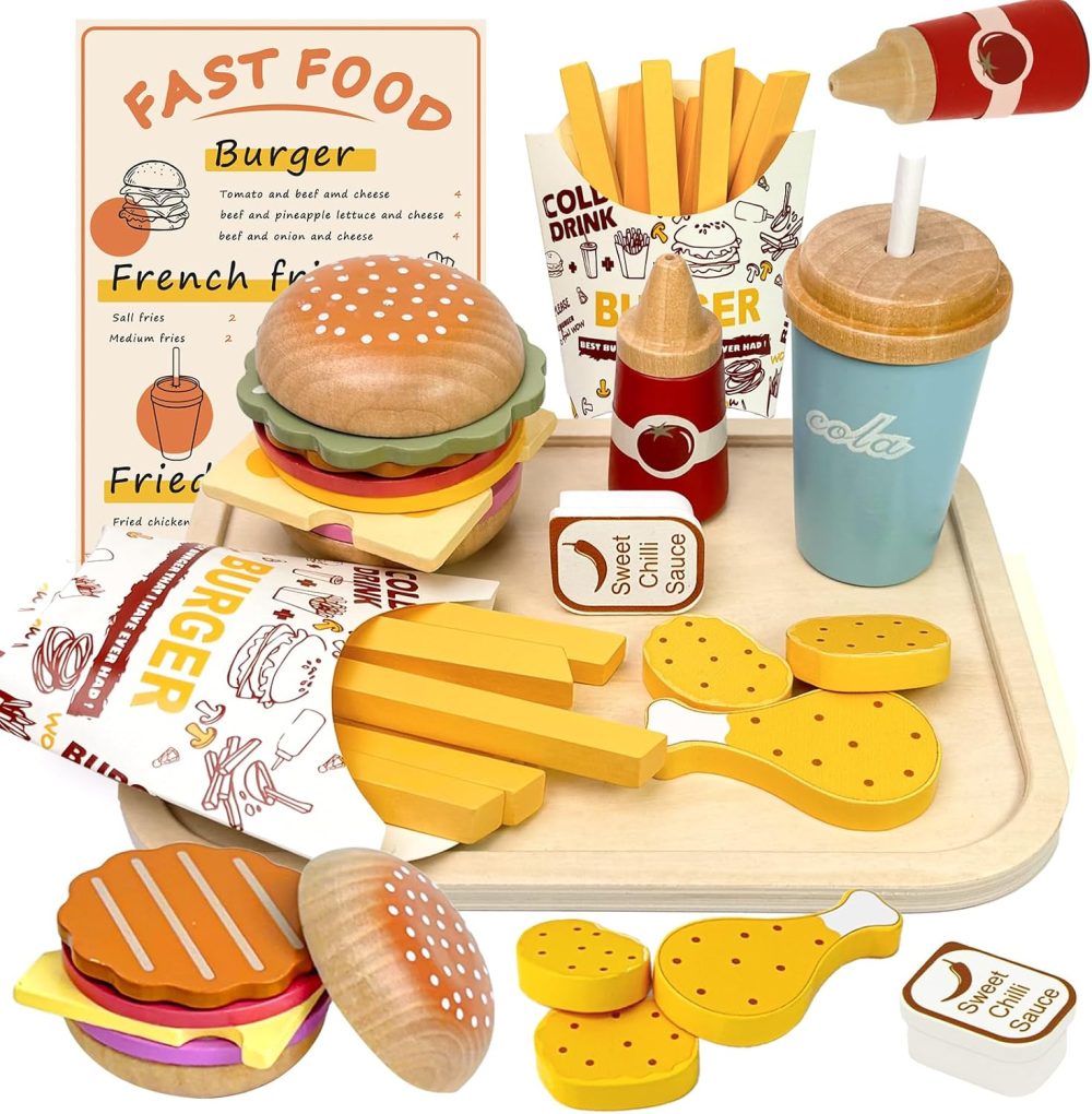 🍔 BỘ ĐỒ CHƠI LÀM BÁNH HAMBURGER BẰNG GỖ MONTESPI