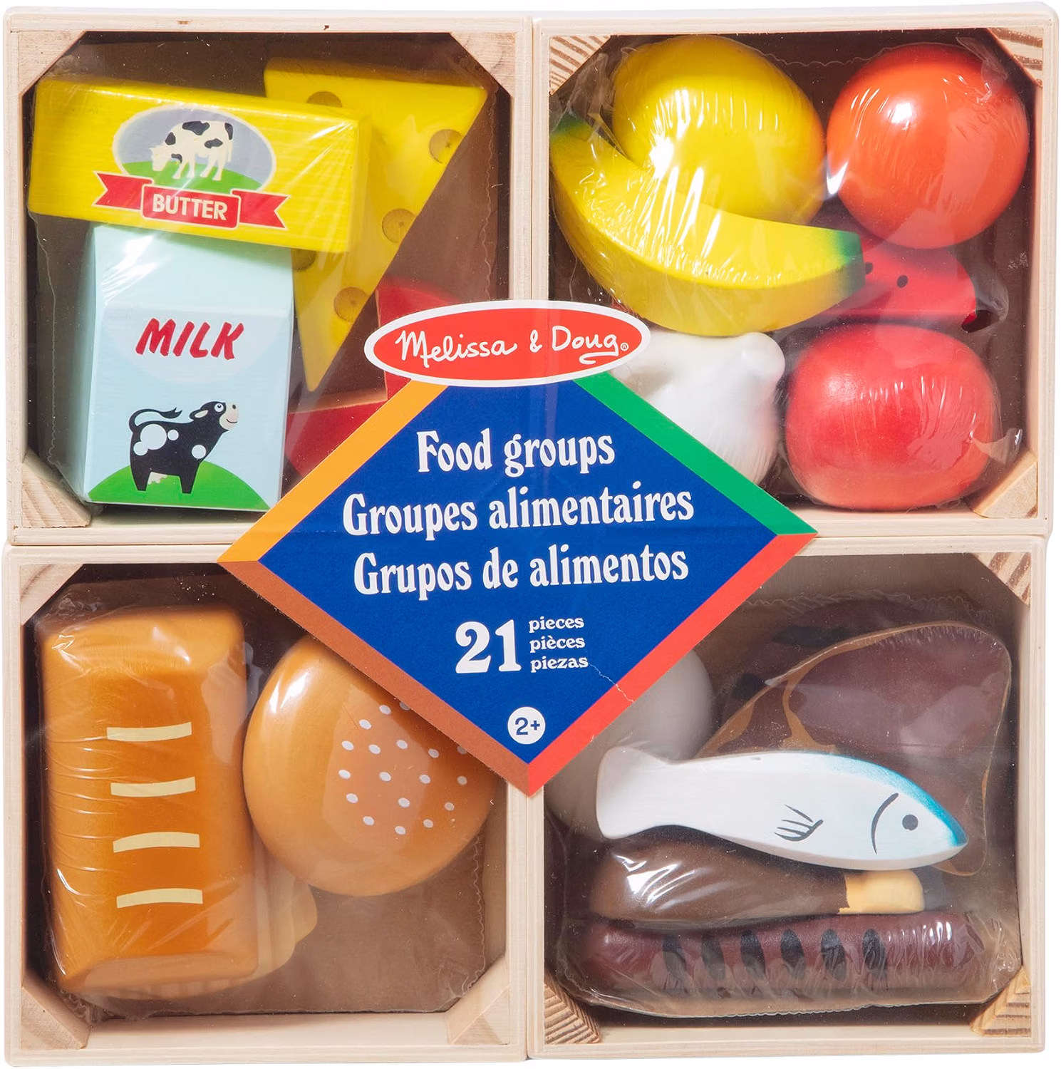 🍎🥦 MELISSA & DOUG WOODEN FOOD GROUPS – BỘ THỰC PHẨM 4 NHÓM BẰNG GỖ