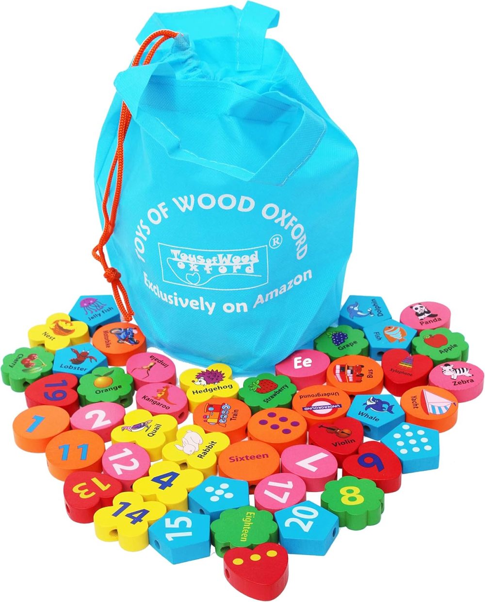 🔤🧵 TOWO THREADING BEADS ALPHABET BLOCKS – BỘ HẠT XÂU CHỮ CÁI & SỐ BẰNG GỖ 46 CHI TIẾT